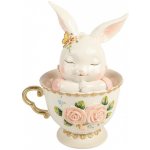 Clayre & Eef Dekorace králík v šálku s růžemi - 16*13*22 cm – Hledejceny.cz