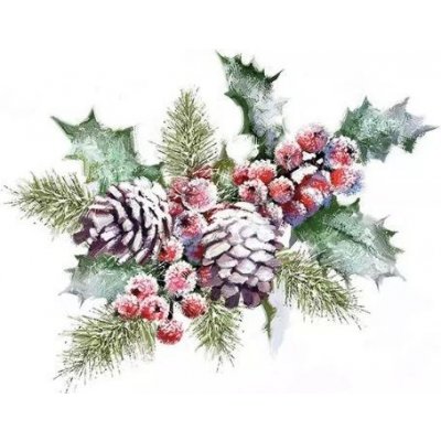 Ubrousek 33x33cm Šišky a cesmína – HobbyKompas.cz