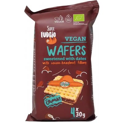 Super Fudgio Bio oplatky s kakaovo-oříškovým krémem slazené datlemi 4 x 30 g – Zboží Dáma