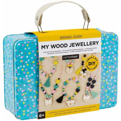 Petit Collage Kreativní kufřík Dřevěné šperky se zvířátky Poškozená kovová krabička – Zboží Mobilmania