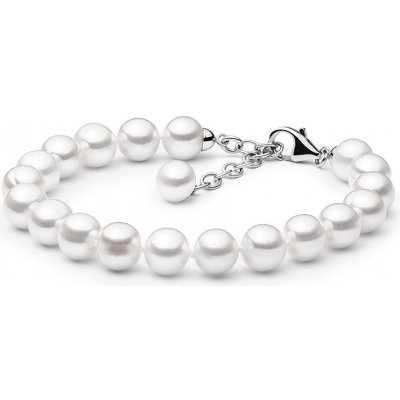 SILVEGO perlový z přírodních bílých perel se stříbrným zapínáním GRPB695W