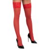 Dámské erotické punčochy Cottelli Hold-up Stockings with Lace Trim 2520664 Red