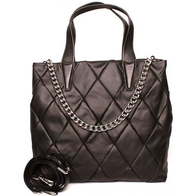 Gianni Conti Luxusní velká černá kožená shopper bag kabelka do ruky 314 – Zboží Mobilmania