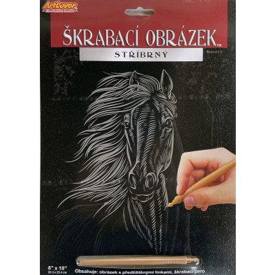 SMT Creatoys Škrabací obrázek stříbrný 20x25cm Koňská hlava – Zbozi.Blesk.cz