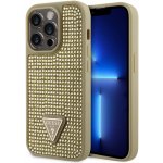 Guess Rhinestones Triangle Metal Logo iPhone 15 Pro Gold – Zboží Mobilmania
