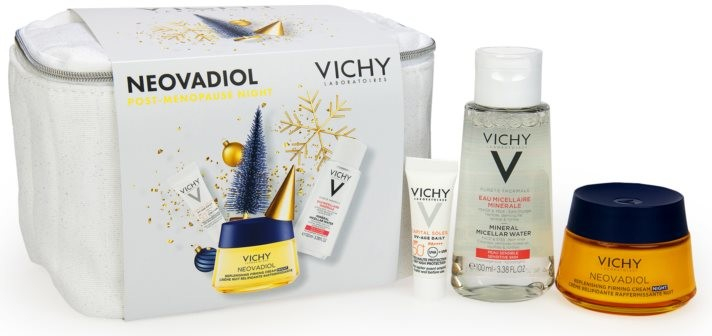 Vichy Neovadiol zpevňující a výživný krém na noc 50 ml + minerální micelární voda pro citlivou pleť 100 ml + fluid proti stárnutí pleti SPF 50+ 3 ml