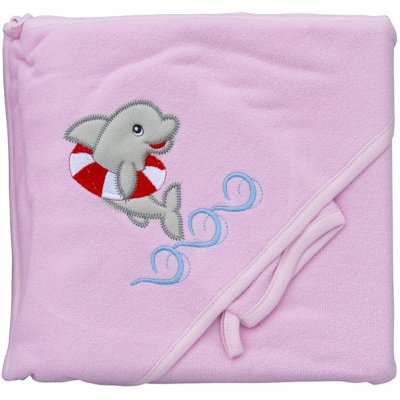 Scarlett Froté ručník delfín s kapucí růžový – Zboží Mobilmania