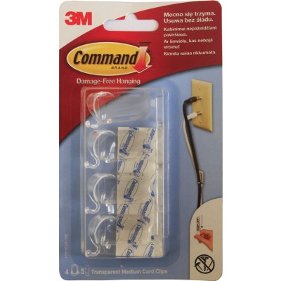 3M Command 17301 Úchytky na kabely - robustní konstrukce 4ks, lepicí pásky 5ks