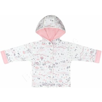 Baby Service bavlněný oboustranný kabátek s kapucí Městečko Růžový