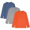 Dětské tričko PEPPERTS Chlapecké triko s dlouhými rukávy, 3 kusy šedá/modrá/oranžová
