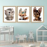 IMPAR Samolepka Zvířátka s rámečkem ( rozměry (3x) 30 x 37 cm) – Zboží Dáma