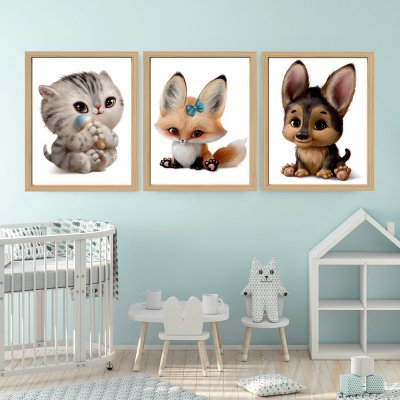 IMPAR Samolepka Zvířátka s rámečkem ( rozměry (3x) 30 x 37 cm) – Zboží Dáma