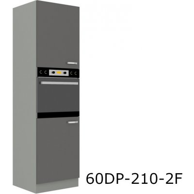 Stolarz-Lempert Kuchyňská skříňka vestavná vysoká GREY 60 DP-210 2F, 60x210x57, šedá/šedá lesk