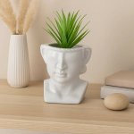 WOOOD Váza Ruben – designová keramická váza s tváří, šedá, 18 cm – Hledejceny.cz