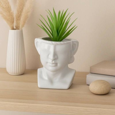 WOOOD Váza Ruben – designová keramická váza s tváří, šedá, 18 cm – Hledejceny.cz