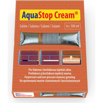 AquaStop Cream® - 6x salám 0,5 l injektážní krém pro sanaci zdiva krémovou injektáží proti vlhkosti – Sleviste.cz