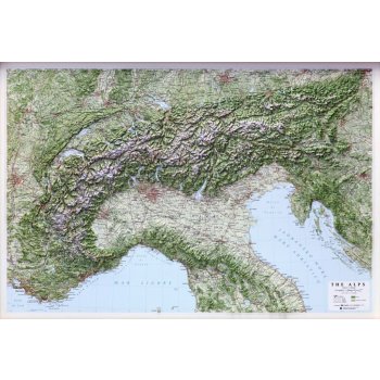 L.A.C. Alpy - plastická mapa 95x65 cm Varianta: bez rámu, Provedení: plastická mapa