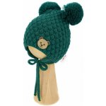 BABY NELLYS Zimní pletená čepice Teddy Bear na zavazování zelená – Zboží Dáma