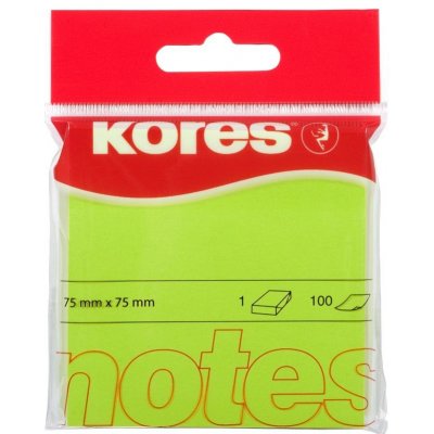 Kores Samolepicí bloček 75 × 75 mm 100 lístků, neon - zelený – Hledejceny.cz