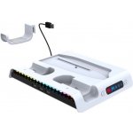 iPega P5S006 Multifunkční Nabíjecí RGB Stojan s Chlazením PS5 Slim White – Zboží Živě