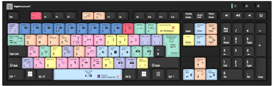 Logic Keyboard Adobe Premiere Pro CC PC Nero Line UK