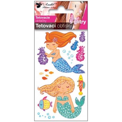 Anděl Přerov s.ro. Tetovací obtisky s glitry 10,5 x 6 cmmořské panny – Zboží Mobilmania