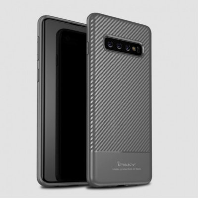 Pouzdro Ipaky s texturou karbonovéch vláken Samsung Galaxy S10 - šedé