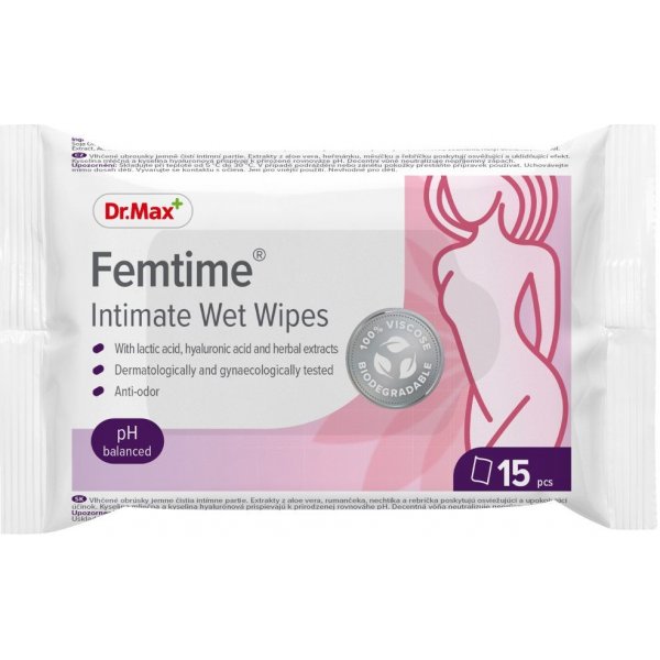 Intimní mycí prostředek Dr.Max Femtime Intimate Wet Wipes 15 ks