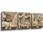 Obraz s hodinami 3D třídílný - 150 x 50 cm - Ancient Greek Temple Frieze detail, Delhpi, Greece Starověký řecký chrám Detail fríze, Delhpi, Řecko – Hledejceny.cz