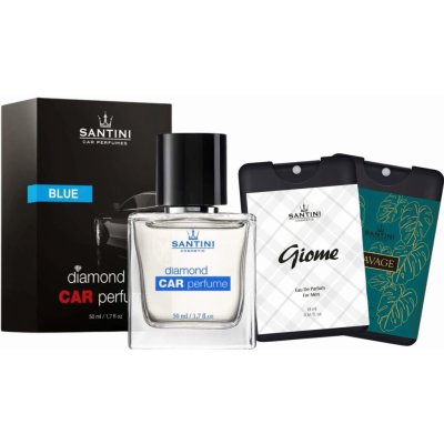 Santini Zvýhodněný set - Vůně do auta Blue & pánské mini parfémy Giome a Savage – Sleviste.cz