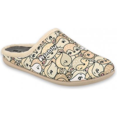 Befado dámské pantofle INBLU Mummy & Me 155D203 motiv zvířátka béžová – Zboží Dáma