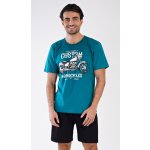 Motocykl pánské pyžamo krátké petrolejové – Zboží Dáma