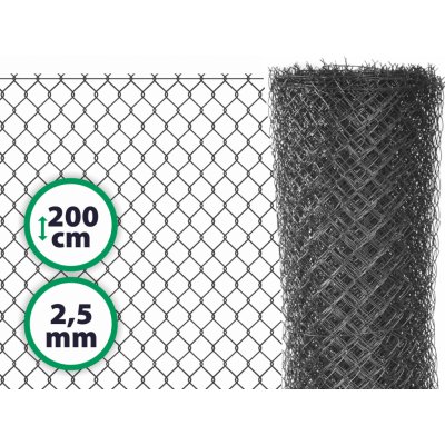 Pletivo plotové poplastované s ND - výška 200 cm, drát 2,5 m, oko 50x50 mm, antracit