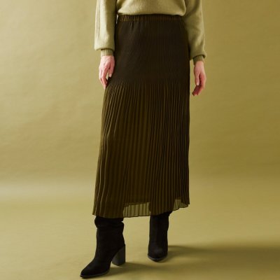 Blancheporte jednobarevná plisovaná sukně khaki