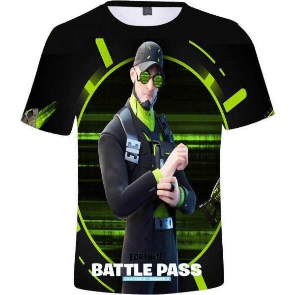 Dětské tričko Fortnite Battle Pass black green