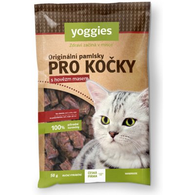 YOGGIES BARF hovězí masové pamlsky ze sušeného masa pro kočky 50 g – Zboží Mobilmania