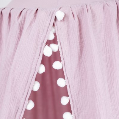 Tulimese Baldachýn mušelínový růžový SAMOSTATNÝ S BAMBULKAMI – Zboží Dáma