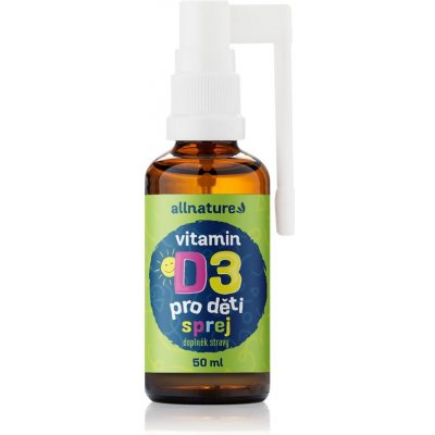 Allnature Vitamin D3 pro děti s MCT olejem sprej pro podporu správného vstřebávání vápníku a fosforu 50 ml