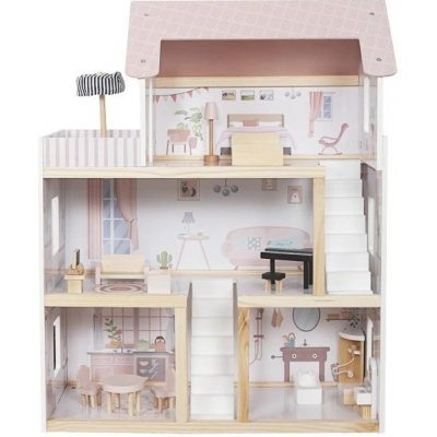 Derrson dřevěný domeček pro panenky XL růžový W5337 – Zboží Dáma