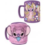 CurePink Keramický hrnek s chlupatým odnímatelným obalem Disney Lilo & Stitch Angel FZMG2401021 440 ml – Sleviste.cz