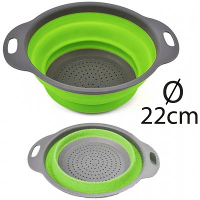 TFY 4366AA Skládací silikonový cedník, průměr 22cm, zelená – Zboží Dáma