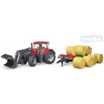 Bruder 3198 Traktor Case IH Optum 300 CVX s čelním nakladačem a přepravníkem na balíky – Zboží Mobilmania