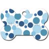 Známka, adresář a přívěsek pro psa Quick Tag gravírovací známka kost s modrými tečkami Polka Dots L