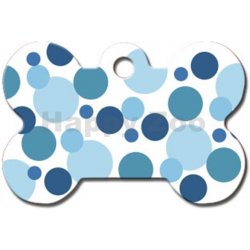 Quick Tag gravírovací známka kost s modrými tečkami Polka Dots L