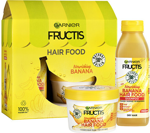 Garnier Fructis Hair Food Banana šampon Fructis Nourishing Banana Hair Food 350 ml + maska na vlasy Fructis Nourishing Banana Hair Food 390 ml dárková sada