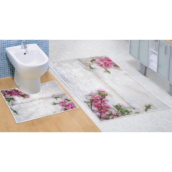 Bellatex koupelnová souprava 3D Fototisk RŮŽOVÁ KYTICE 100x60cm předložka +  60x50cm na WC od 492 Kč - Heureka.cz