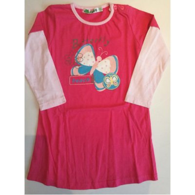 Dětská bavlněná noční košile s dlouhým rukávem kolekce motýlek FROG sytá růžová – Zboží Mobilmania