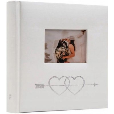 Kapesní album na 50 fotografií 10x15 cm, bílé, svatební, srdíčko – jako dárek – Zboží Živě