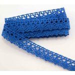 Bavlněná paličkovaná krajka - jemné zboubky - královsky modrá - šířka 1,5cm – Zboží Dáma