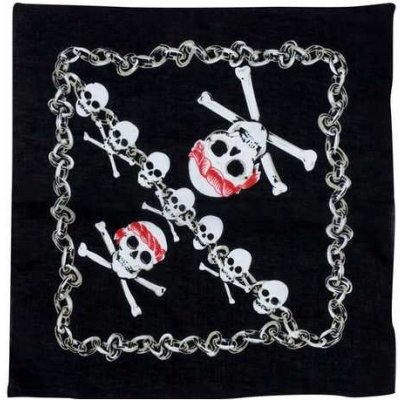 Pirátský šátek černobílý s lebkami